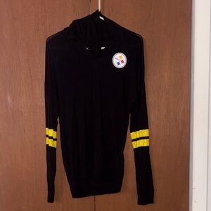 Black Steelers long sleeve tee with hoodie.  Medium